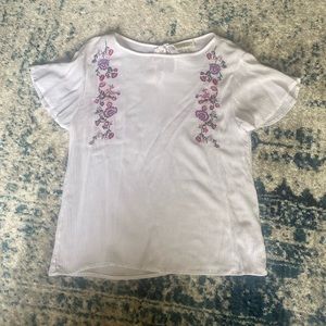Embroidered flower white blouse